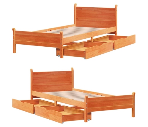 Estructura de cama sin colchón madera de pino marrón 90x200 cm