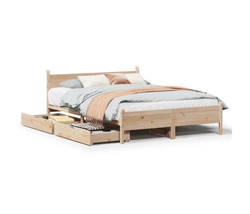 Estructura de cama sin colchón madera maciza de pino 140x190 cm