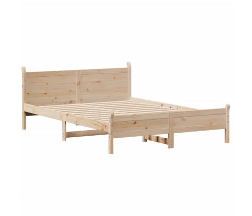 Estructura de cama sin colchón madera maciza de pino 140x190 cm