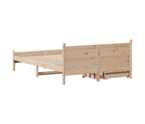 Estructura de cama sin colchón madera maciza de pino 140x190 cm