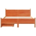 Cama sin colchón madera maciza de pino marrón cera 140x190 cm