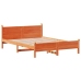 Cama sin colchón madera maciza de pino marrón cera 140x190 cm