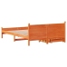 Cama sin colchón madera maciza de pino marrón cera 140x190 cm