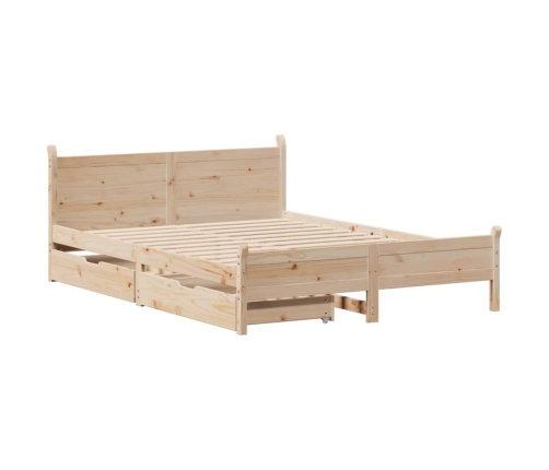 Estructura de cama sin colchón madera maciza de pino 135x190 cm