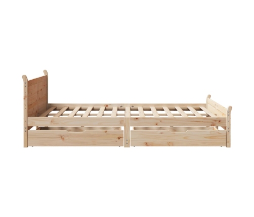 Estructura de cama sin colchón madera maciza de pino 135x190 cm