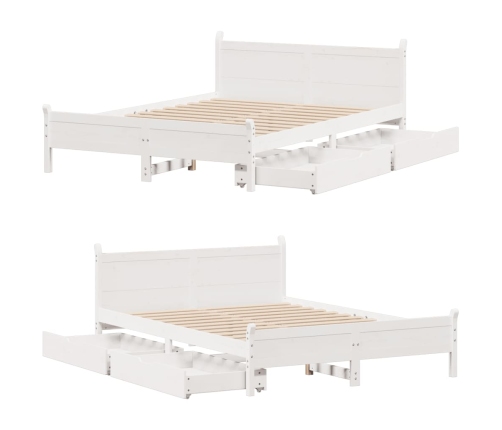 Estructura de cama sin colchón madera maciza blanca 120x190 cm