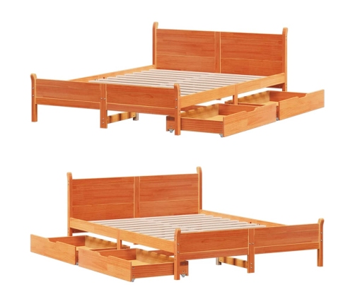 Estructura de cama sin colchón madera maciza marrón 120x190 cm