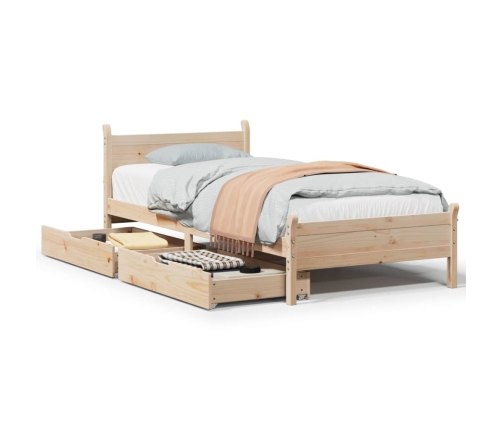 Estructura de cama sin colchón madera maciza de pino 90x190 cm