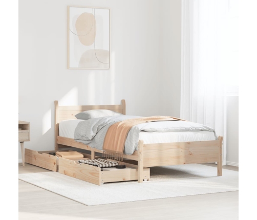 Estructura de cama sin colchón madera maciza de pino 90x190 cm