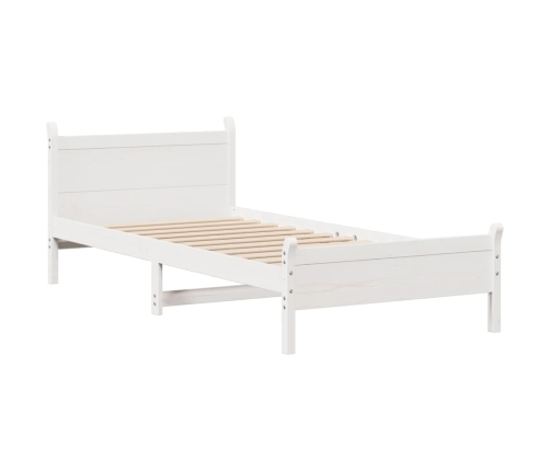 Estructura de cama sin colchón madera maciza blanca 90x190 cm
