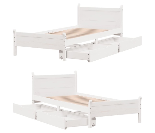 Estructura de cama sin colchón madera maciza blanca 90x190 cm