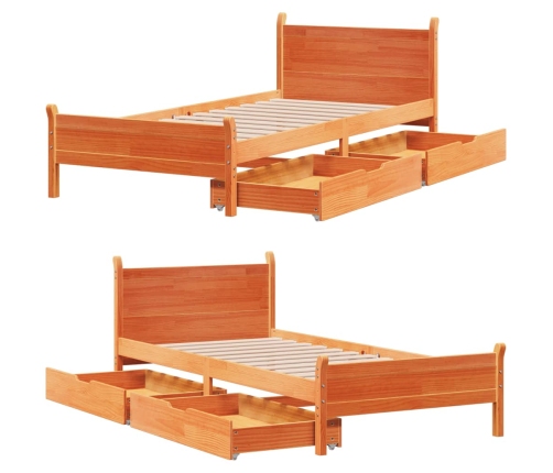 Estructura de cama sin colchón madera maciza marrón 90x190 cm