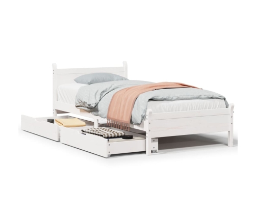 Estructura de cama sin colchón madera maciza blanca 75x190 cm