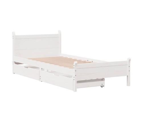 Estructura de cama sin colchón madera maciza blanca 75x190 cm