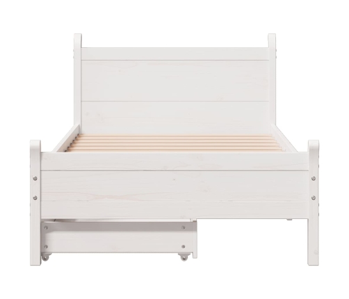 Estructura de cama sin colchón madera maciza blanca 75x190 cm