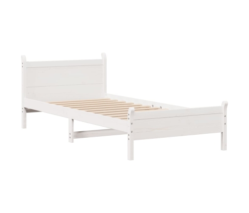 Estructura de cama sin colchón madera maciza blanca 75x190 cm