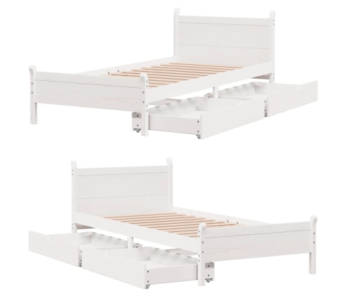 Estructura de cama sin colchón madera maciza blanca 75x190 cm