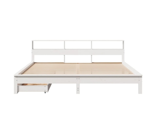 Cama con estantería sin colchón madera maciza blanca 200x200 cm