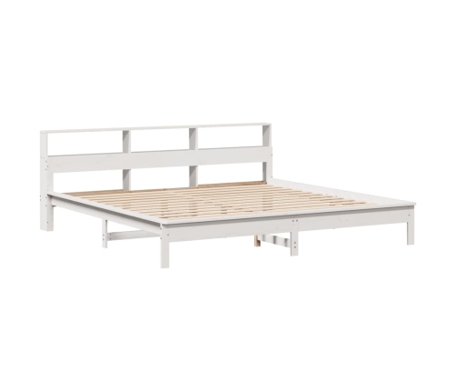 Cama con estantería sin colchón madera maciza blanca 200x200 cm