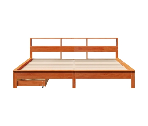 Cama con estantería sin colchón madera maciza marrón 200x200 cm