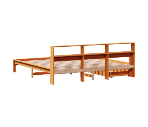 Cama con estantería sin colchón madera maciza marrón 200x200 cm