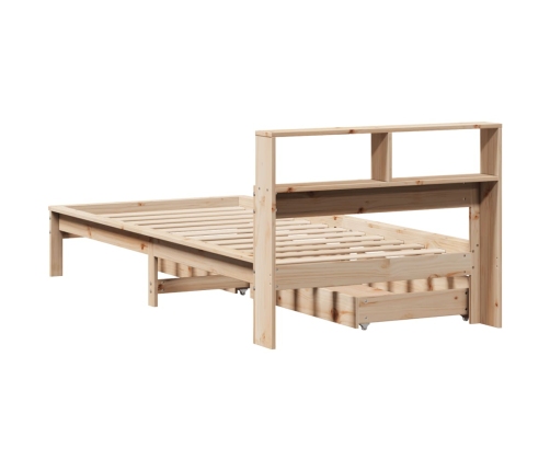 Cama con estantería sin colchón madera maciza de pino 100x200cm