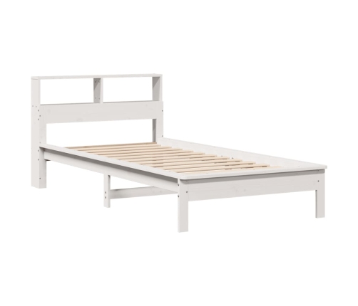 Cama con estantería sin colchón madera maciza blanca 100x200 cm