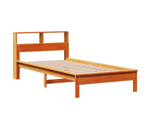 Cama con estantería sin colchón madera maciza marrón 100x200 cm