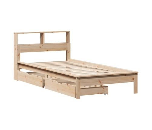 Cama con estantería sin colchón madera maciza de pino 90x200 cm