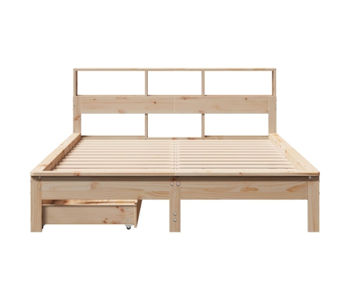 Cama con estantería sin colchón madera maciza de pino 140x190cm
