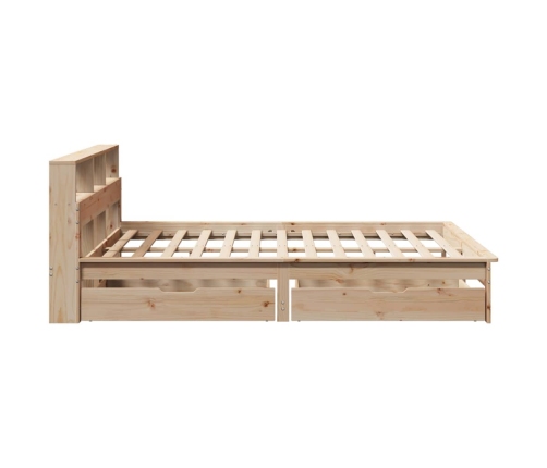 Cama con estantería sin colchón madera maciza de pino 140x190cm