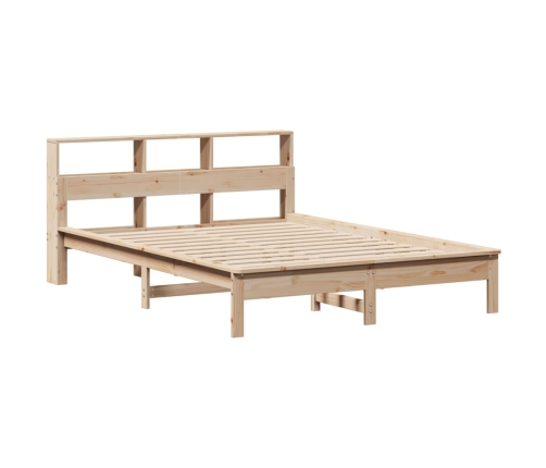 Cama con estantería sin colchón madera maciza de pino 140x190cm