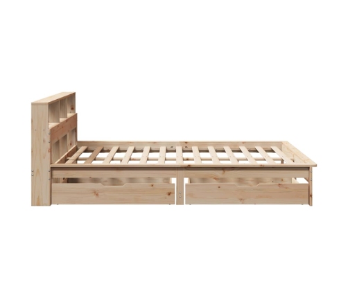 Cama con estantería sin colchón madera maciza de pino 135x190cm