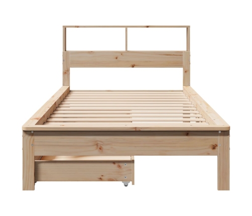 Cama con estantería sin colchón madera maciza de pino 90x190 cm