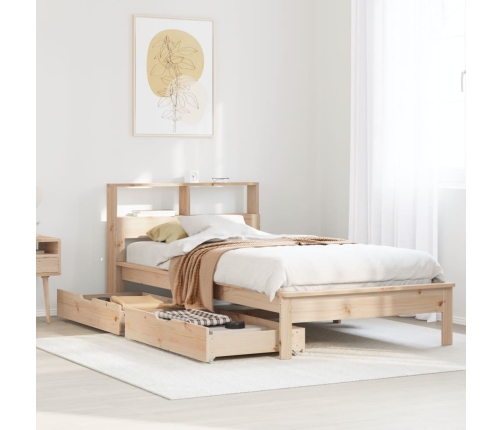 Cama con estantería sin colchón madera maciza de pino 90x190 cm