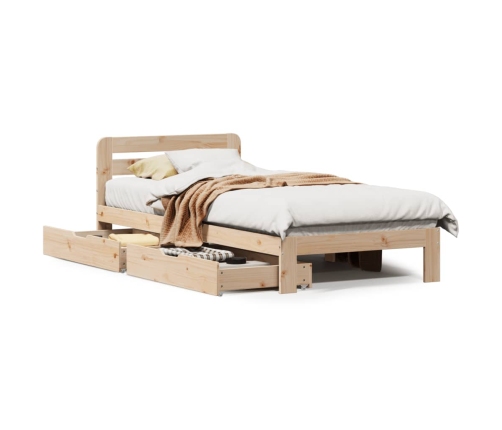 Estructura de cama sin colchón madera maciza de pino 90x200 cm