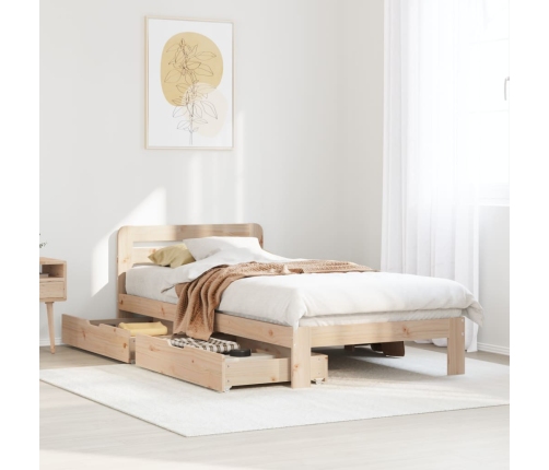 Estructura de cama sin colchón madera maciza de pino 90x200 cm