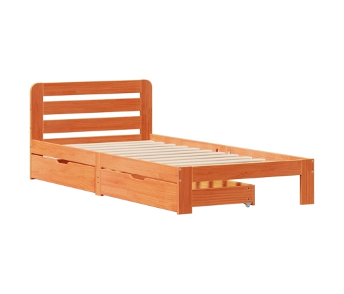 Estructura de cama sin colchón madera de pino marrón 90x200 cm