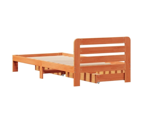 Estructura de cama sin colchón madera de pino marrón 90x200 cm