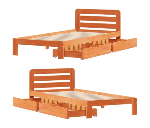 Estructura de cama sin colchón madera de pino marrón 90x200 cm