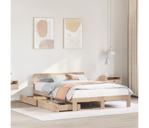 Estructura de cama sin colchón madera de pino maciza 120x200 cm