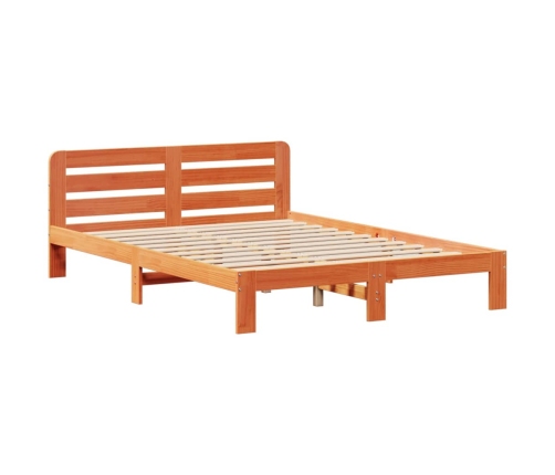 Cama sin colchón madera maciza de pino marrón cera 120x200 cm