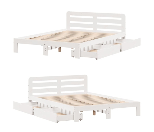 Estructura de cama sin colchón madera de pino blanca 140x200 cm