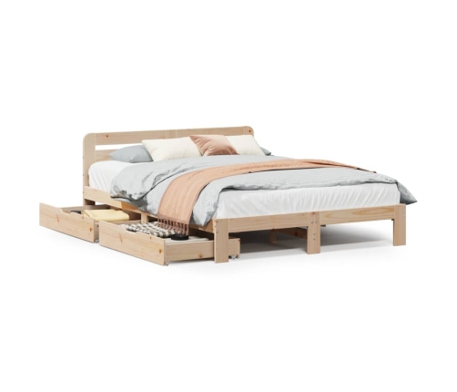 Estructura de cama sin colchón madera maciza de pino 160x200 cm