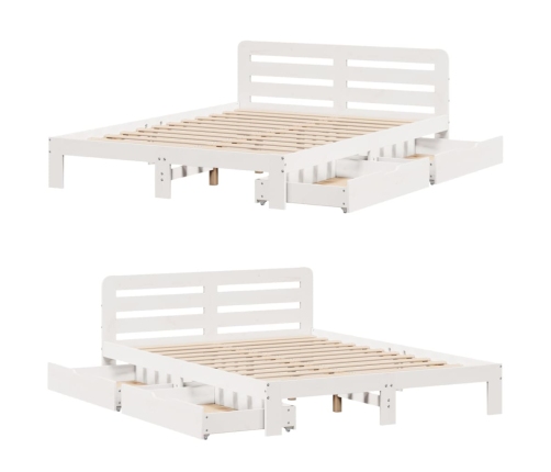 Estructura de cama sin colchón madera maciza de pino 160x200 cm