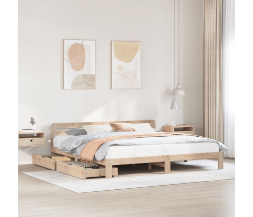 Estructura de cama sin colchón madera maciza de pino 180x200 cm