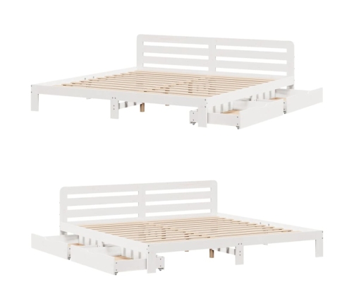 Cama sin colchón madera maciza de pino blanca 180x200 cm