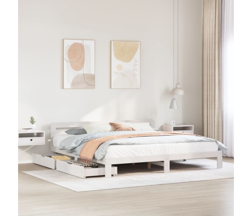 Cama sin colchón madera maciza de pino blanca 180x200 cm