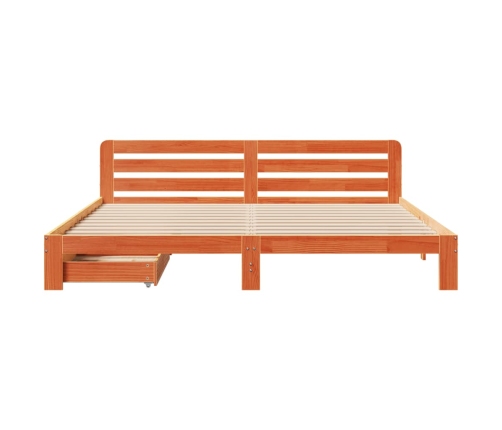 Cama sin colchón madera maciza de pino marrón cera 180x200 cm