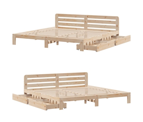 Estructura de cama sin colchón madera maciza de pino 200x200 cm